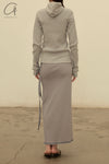 BASERANGE Cotton and Linen Ribbed Wrap Skirt Portugal BAS-SKGW-CH-WI24-HL Gray Blue